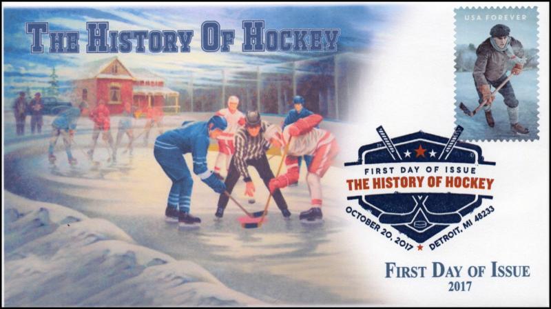 17-339, 2017, History of Hockey, Digital Color Postmark, FDC, Detroit MI