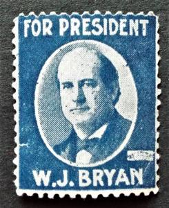 US Original MNH OG Poster Stamp WJ Bryan 1896