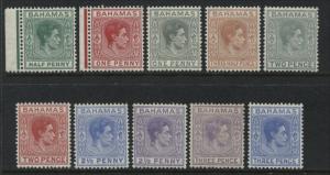 Bahamas KGVI 1938-43 complete values to 3d mint o.g.