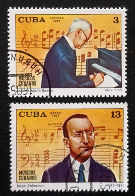 CUBA Sc# 2139  C251  COMPOSERS MUSICIANS music CPL SET of 2  1977  used / cto