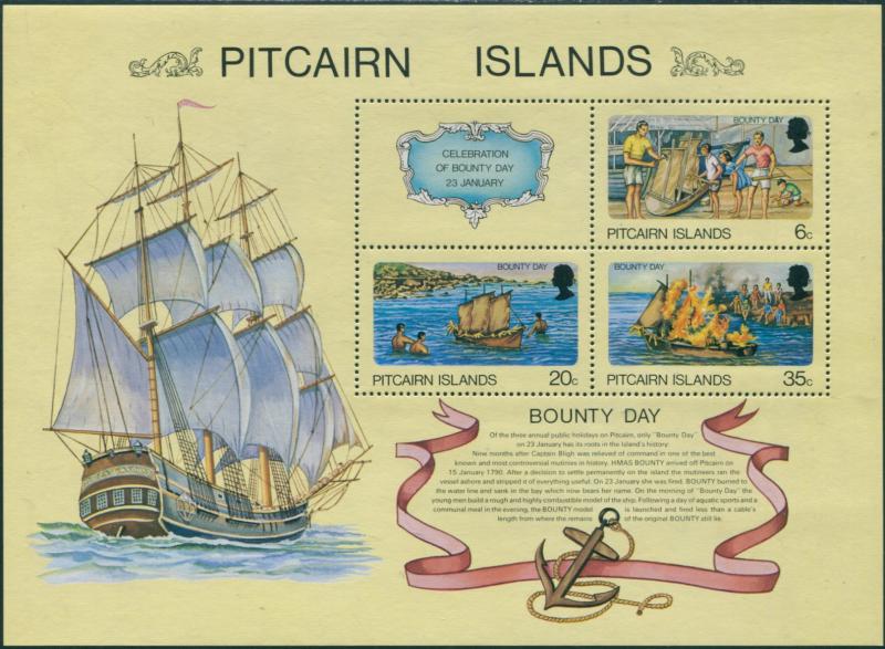 Pitcairn Islands 1978 SG188 Bounty Day MS MNH