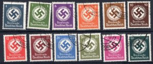 Germany 1942 Officials no watermark sg.0809-0820 used set of 12-cto cancel 1944