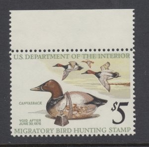 US Sc RW42 MNH. 1975 $5 Canvasback Duck Stamp VF