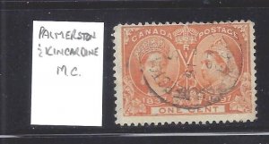 CANADA # 53 USED DATED PALMERSTON & KINCARDINE RAILWAY POST OFFICE BS25868