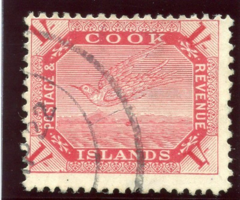 Cook Islands 1919 KGV 1s carmine (p15x14) very fine used. SG 46. Sc 44.