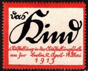 1913 German Poster Stamp The Child Exhibition In The Exhibition Hall Berlin