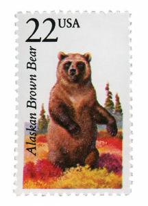 1987 22c Alaskan Brown Bear, North American Wildlife Scott 2310 Mint F/VF NH
