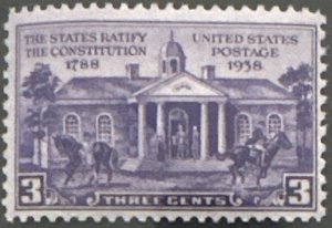 Scott #835 1938 3¢ Constitution Ratification MNH OG