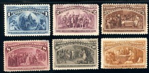 USAstamps Unused US 1893 Columbian Expo Scott 230, 231, 234, 236, 237, 239 NG 