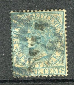 STRAITS SETTLEMENTS; 1867 classic QV Crown CC issue used shade of 12c.