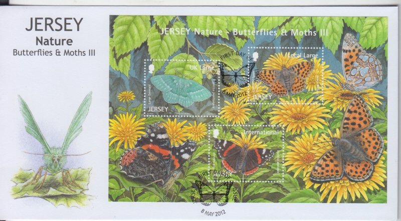 Jersey 2012, 'Butterflies miniature Sheet. , on FDC