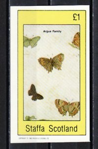 Staffa Local. 1982 issue. Argus Family Butterflies s/sheet.  ^