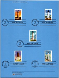 USPS SOUVENIR PAGE NEW ENGLAND COASTAL LIGHTHOUSES SET OF (5) 2013