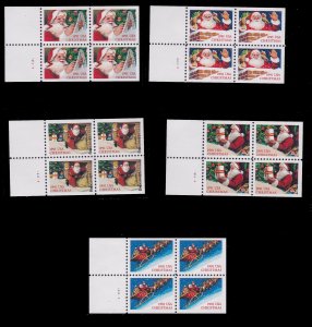 US 2580, 2582-2585, Booklet Panes of 5, MNH - Christmas 1991