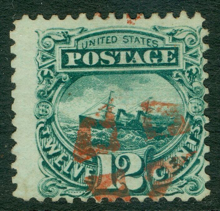 USA : 1869. Scott #117 Used. Choice stamp with deep color & Red Orange cancel.