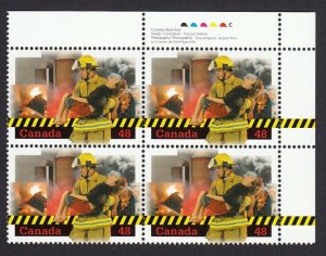 FIREFIGHTERS = Canada 2003 #1986 MNH UR BLOCK of 4