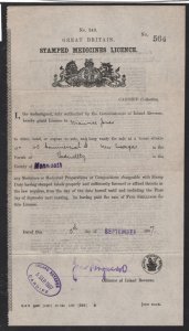 GB WALES *STAMPED MEDICINES LICENCE* Document Monmouth Bedwellty 1907 MAL536 