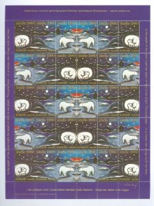 Greenland. 1980 Christmas Seal. Mnh Sheet. 3 Side Perf. Polar Bear With Cubs.