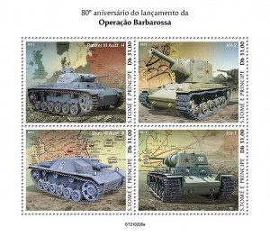 SAO TOME - 2021 - Operation Barbarossa - Perf 4v Sheet  - Mint Never Hinged