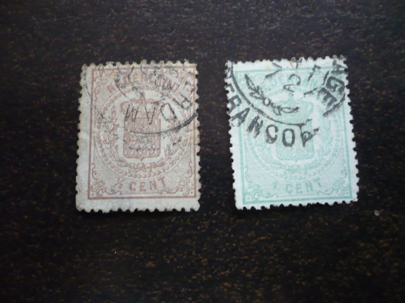 Stamps - Netherlands - Scott# 17, 19 - Used Partial Set of 2 Stamps