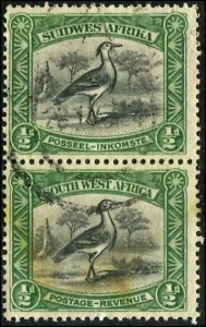 South West Africa SC# 108 Kori Bustard,1/2d PAIR, used