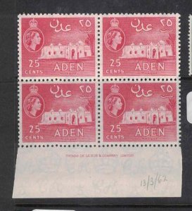 Aden SG 55a Imprint Block of 4 MNH (7gyq) 