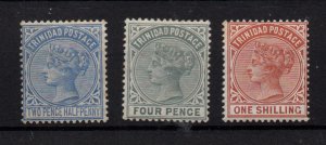 Trinidad 1883-94 2 1/2d 4d & 1/- fine mint MH SG108, 110 & 112 WS36556