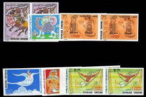 Tunisia #726-731, 1978 Arab Calligraphy, set of imperf. horizontal pairs, nev...