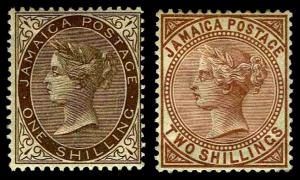 1897 Jamaica #28-29 QV Watermark 2 - OGH - F/VF & VF - CV$45.00 (ESP#3501)