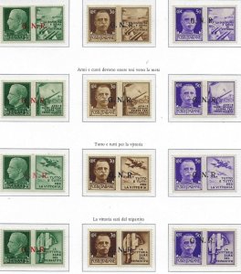 1944 Socialist Italy RSI GNR Overprint Complete Set - Scott GN50-GN61 - All MNH