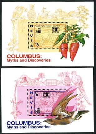 Nevis 1992, World Columbian stamp expo 2 s/s, MNH