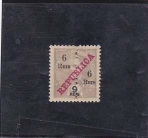 PORTUGUESE INDIA SURCHARGED STAMP 6r. s/ 9r   (1911-13)