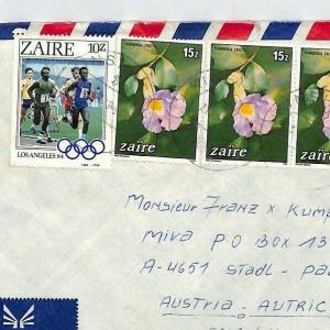 ZAIRE Cover OLYMPICS RUNNING EAA EXPRESS Air Mail MISSIONARY VEHICLES MIVA CA185