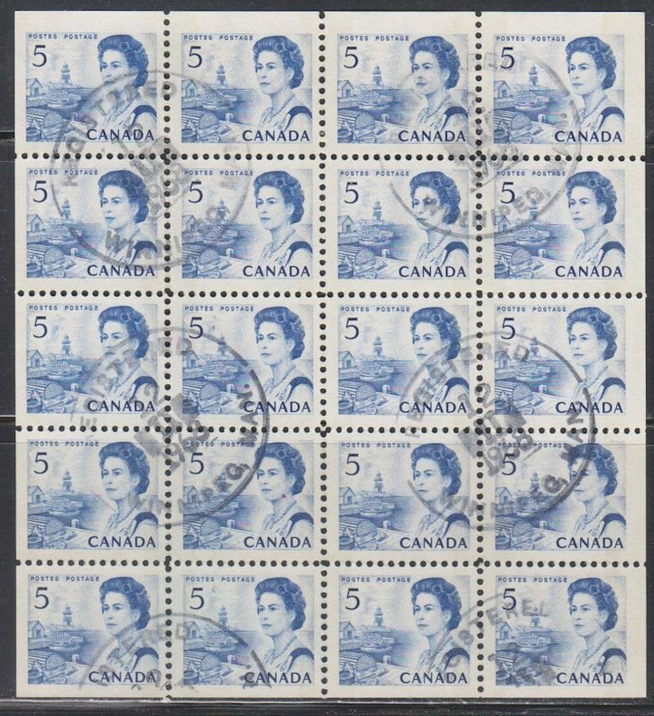 Canada, 5c Elizabeth II (SC# 458bp) USED PANE