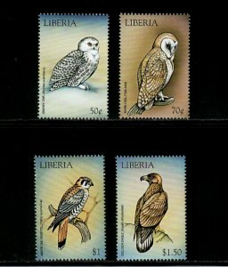 Liberia 1999 - Birds - Eagle Owl - Set of 4 Stamps - Scott #1398-01 - MNH