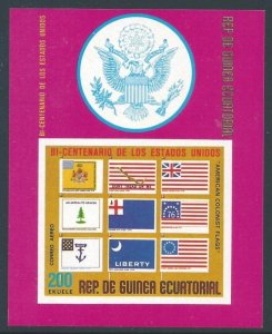 Equatorial Guinea #7561 NH U.S. Bicentennial Flags - Imperf SS