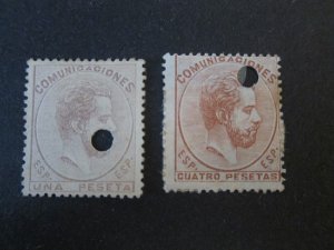 Spain 1872 Sc 187,188 FU(hole cancel)