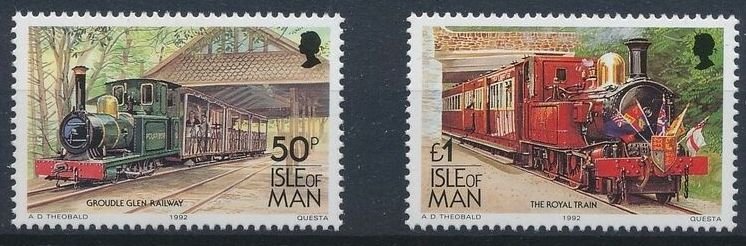 Isle of Man 1992 #358c-d MNH. Railway, trains, dated 1992