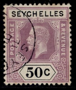 SEYCHELLES GV SG92, 50c dull purple & black, USED. Cat £60.