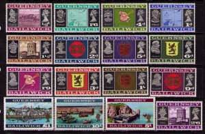 GUERNSEY GB Sc# 8 - 23 MNH FVF Set16 QEII Flower Map Arms Tower