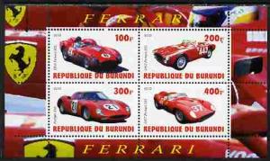 Burundi 2010 Ferrari Sports cars #2 perf sheetlet contain...