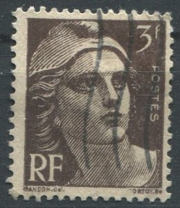 France Sc#539 Used, 3f blk brn, Marianne (1945)