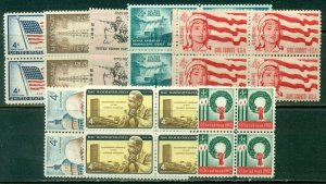 8 DIFFERENT SPECIFIC 4-CENT BLOCKS OF 4, MINT, OG, NH, GREAT PRICE! (40)