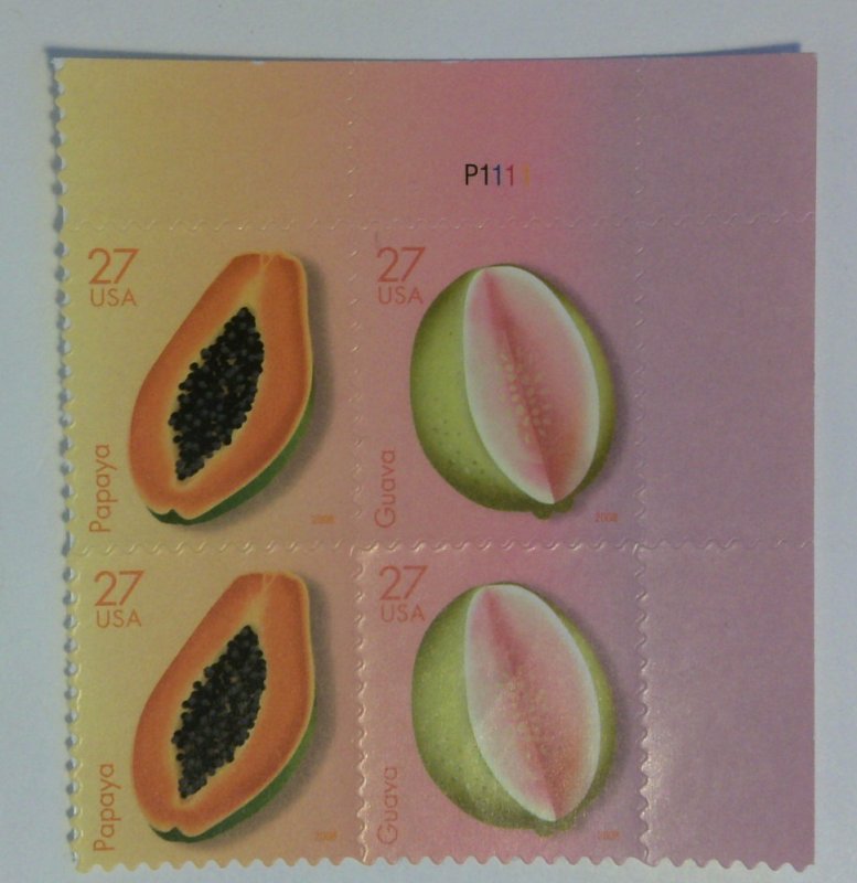 2008 Tropical Fruit  Plate Block of 4 $ 4256/7 MINT