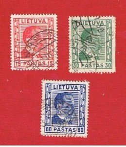 Lithuania  #298-300  VF used  Smetona  Free S/H