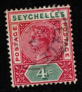 SEYCHELLES SG10 1892 4c CARMINE & GREEN DIE II USED