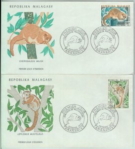 81132 - MADAGASCAR - POSTAL HISTORY - 2 FDC LETTERS 1973 - FAUNA LEMURS-