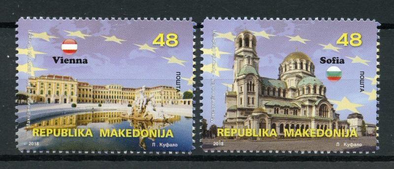 Macedonia 2018 MNH European Union EU Vienna 2v Set Architecture Tourism Stamps 