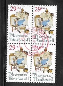 #2839 Used 29c Norman Rockwell 1994 Block of 4