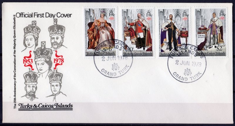Turks and Caicos Islands 1978 Sc#342/345 BRITISH MONARCHS Set (4) Official FDC